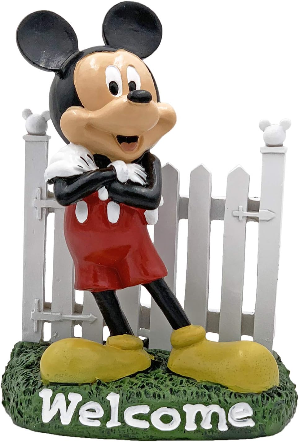 Disney Mickey Mouse Welcome Gate Everyday Outdoor Garden Statue, 7 inches Tall, Officially Licensed