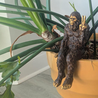 John Bernard & Company Bigfoot Peace Sign Decorative Sasquatch Yeti Statue/Figurine Indoor/Outdoor