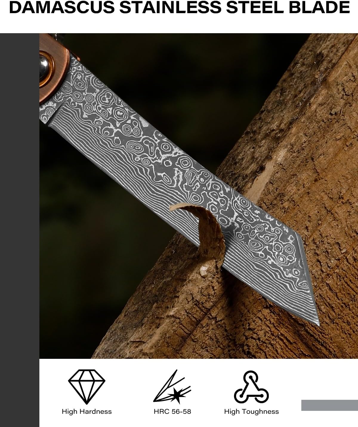 EDC Folding Knife, 2.8" Full Panel Plain Edge Blade, Non-Locking Pocket Knife Features Cloud
