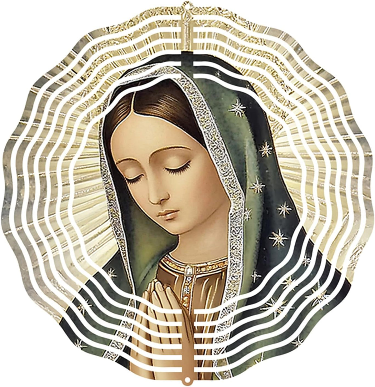 Virgin Mary Prayer Wind Spinner, Metal Wind Spinners Outdoor Indoor,Virgin Mary Hanging Garden