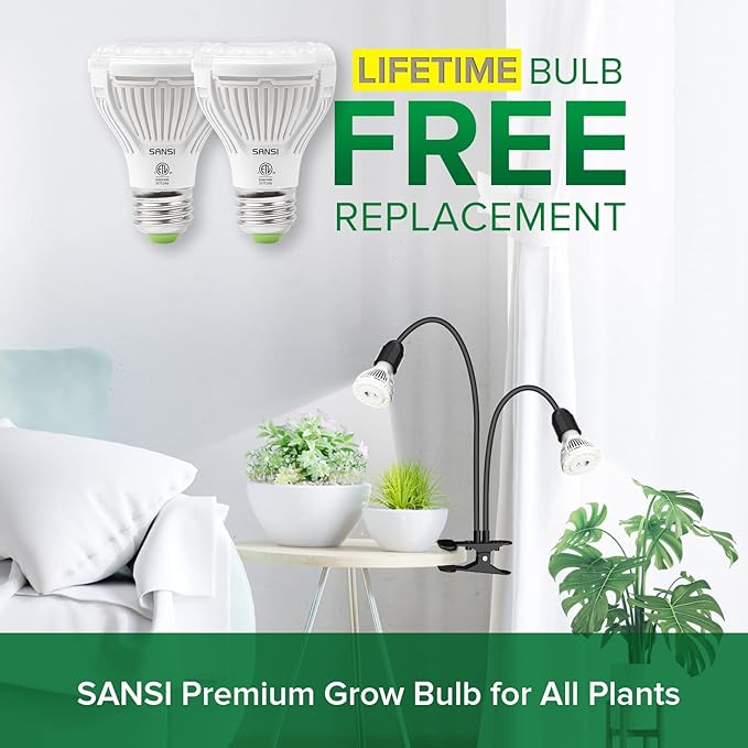 SANSI LED Grow Lights for Indoor Plants, Lifetime Free Bulb Replacement, 300W Full Spectrum Dual