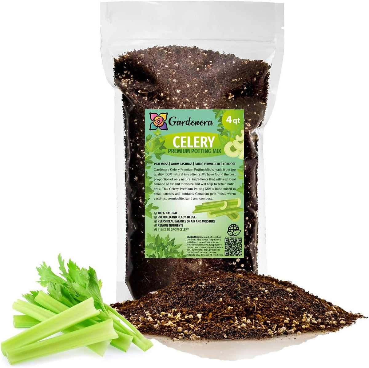 GARDENERA Premium Celery Potting Soil Mix - Optimal Nutrient-Rich Blend for Thriving and Crisp