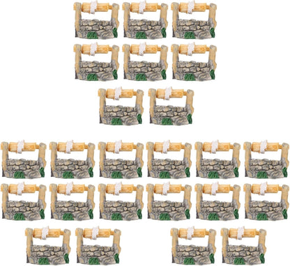 Garneck 24pcs Miniature Well Ornaments Fairy Garden Crafts Micro Statues for Scene Decor and