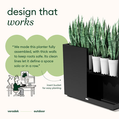 Veradek Block Series Span Planter - Tall Rectangular Outdoor Planter