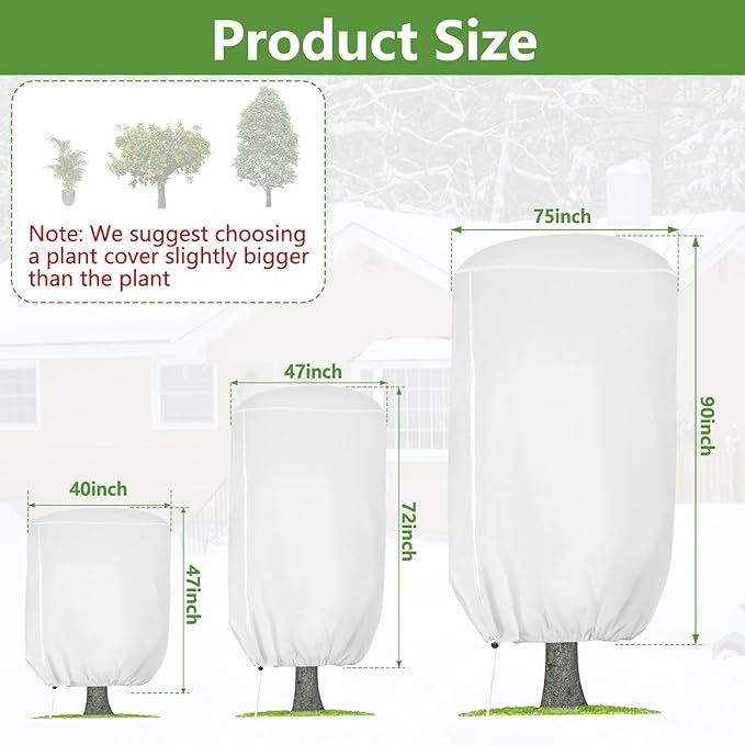 2 Pack Rounded Top Plant Covers Freeze Protection for Winter, Plant Covers for Winter, 40" X 47"