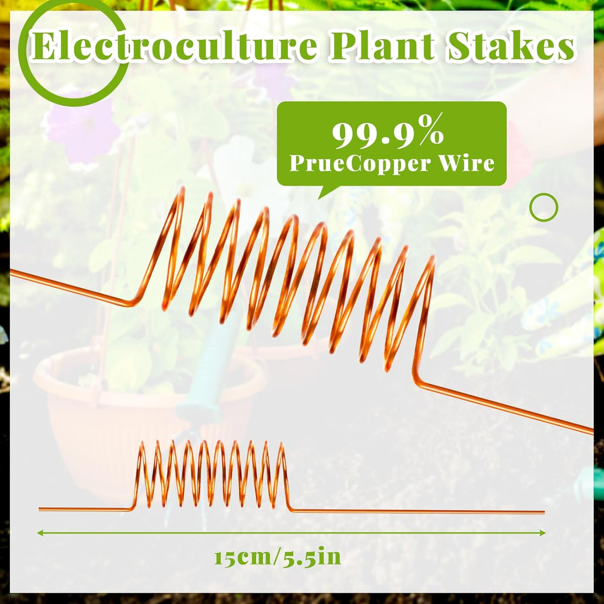 NACHLYNN 6 Pack Electroculture Plant Stakes Soft Copper Wire Long Copper Garden Stakes Pure Electro