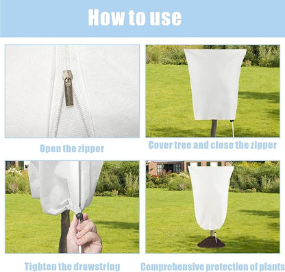 8 Pack Plant Covers Freeze Protection, 31.5"x47.2" Frost Blankets with Zipper Drawstring, Winter