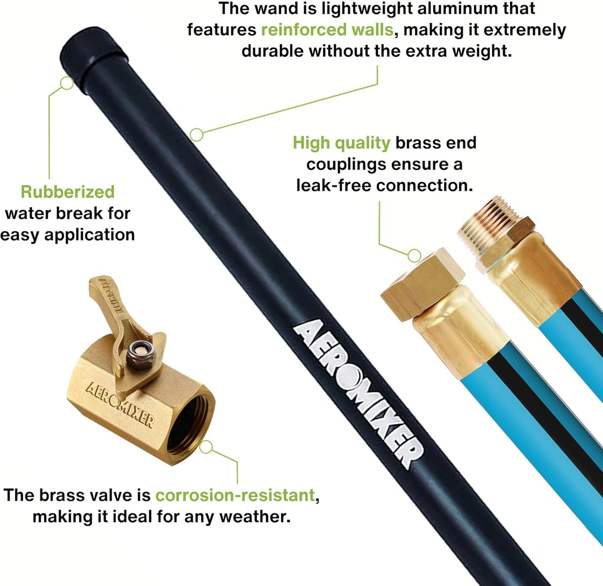 Aeromixer THE HOSE: All-In-One Watering Kit - Heavy Duty 1" 100 Ft Garden Hose, Kinkless Garden