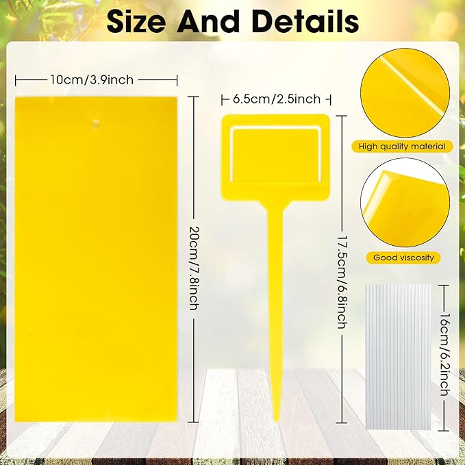220 Pcs 7.9 x 4 Inch Sticky Traps for Plant Gnats Double Sided Sticky Traps with Twist Ties for