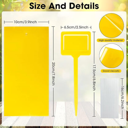 220 Pcs 7.9 x 4 Inch Sticky Traps for Plant Gnats Double Sided Sticky Traps with Twist Ties for