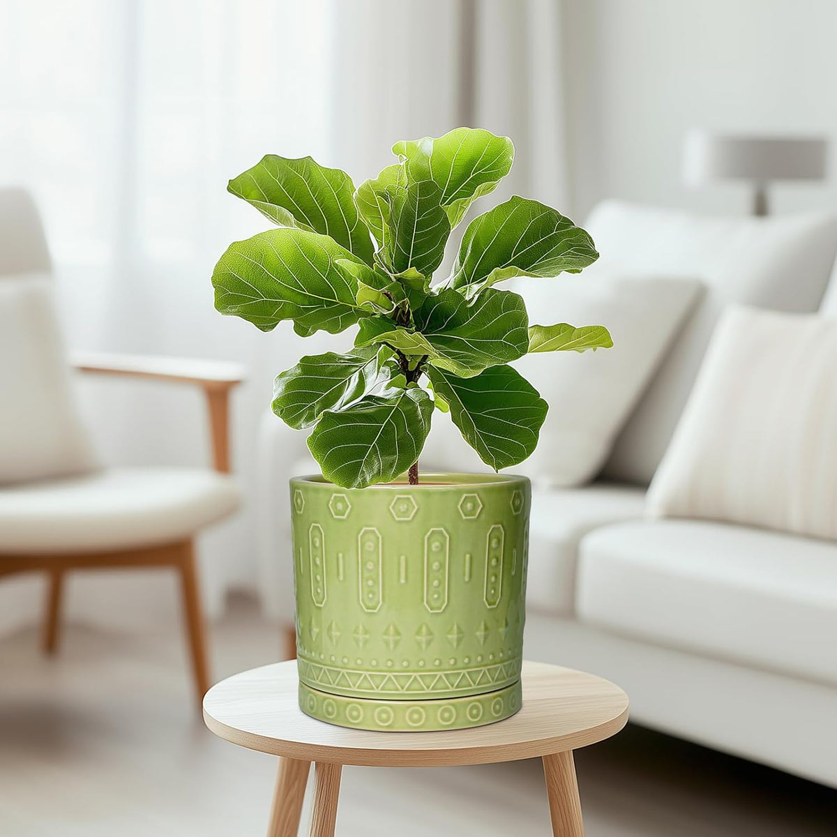8 Inch Plant Pots - Ceramic Planter for Indoor Plants Outdoor, Round Ceramic Flower Pots with