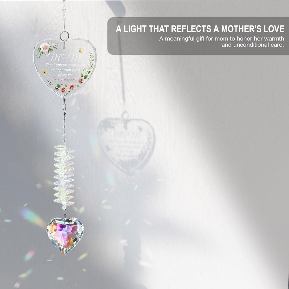 Crystal Suncatcher Gift for Mom, from Daughter or Son, Sentimental Window Hanging Ornament