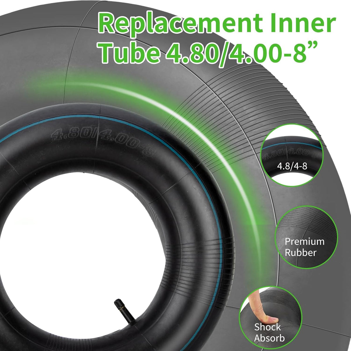 4.80/4.00-8" Inner Tubes, 2 Pack Heavy Duty 4.80 4.00-8/480/400-8 Replacement Tire Inner Tube with