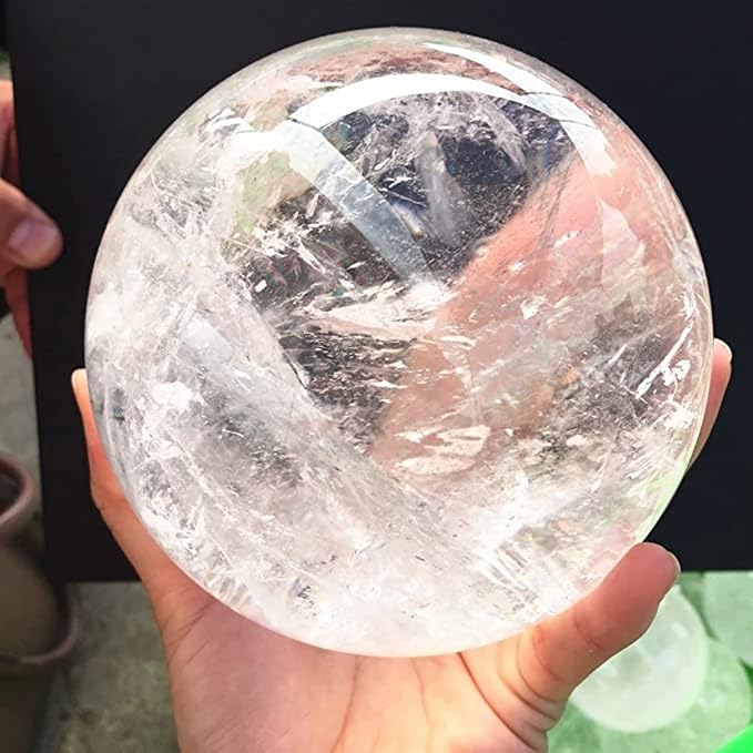 Natural Clear Quartz Crystal Ball,White Crystal Sphere Healing Crystal Ball with Stand Home Decor