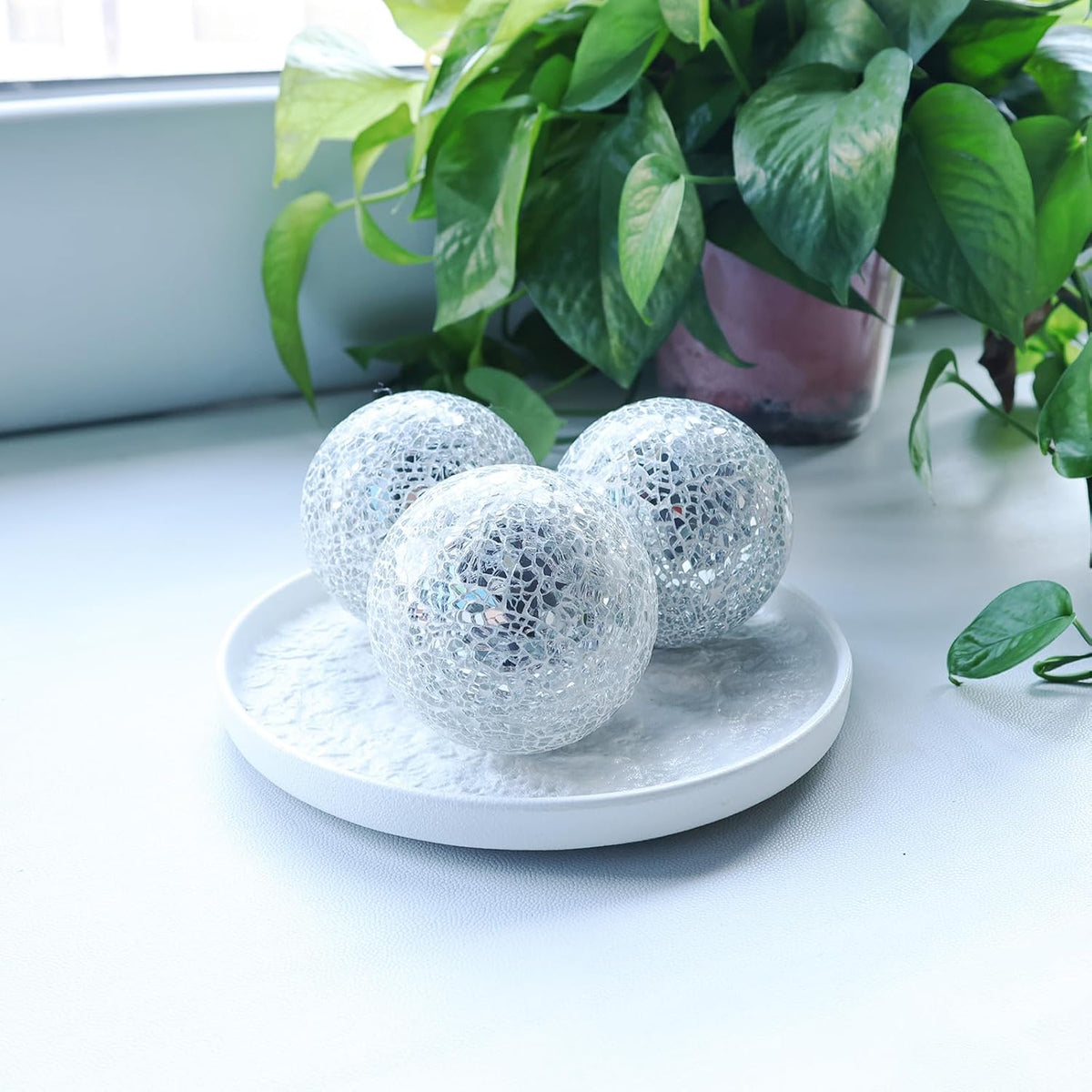 Mosaic Glass Balls 3.35 Inch Decorative Orbs Ball Decor Crack Solid Sphere Mirror for centerpieces