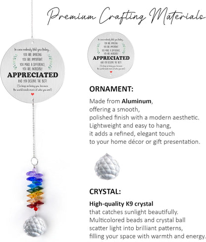 Aluminum Ornament Suncatcher - You are Appreciated - Inspirational Gift Ideas - Encouragement