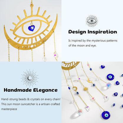 H&D HYALINE & DORA Crystal Suncatcher Evil Eye Sun Catchers for Windows Hanging Indoor Outdoor Home
