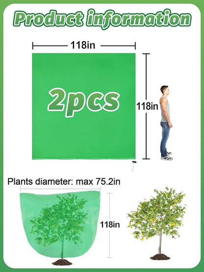 ANPHSIN 2 pcs 9.8ft x 9.8ft Extra Large Plant Covers Freeze Protection- Winter Shrub Plant