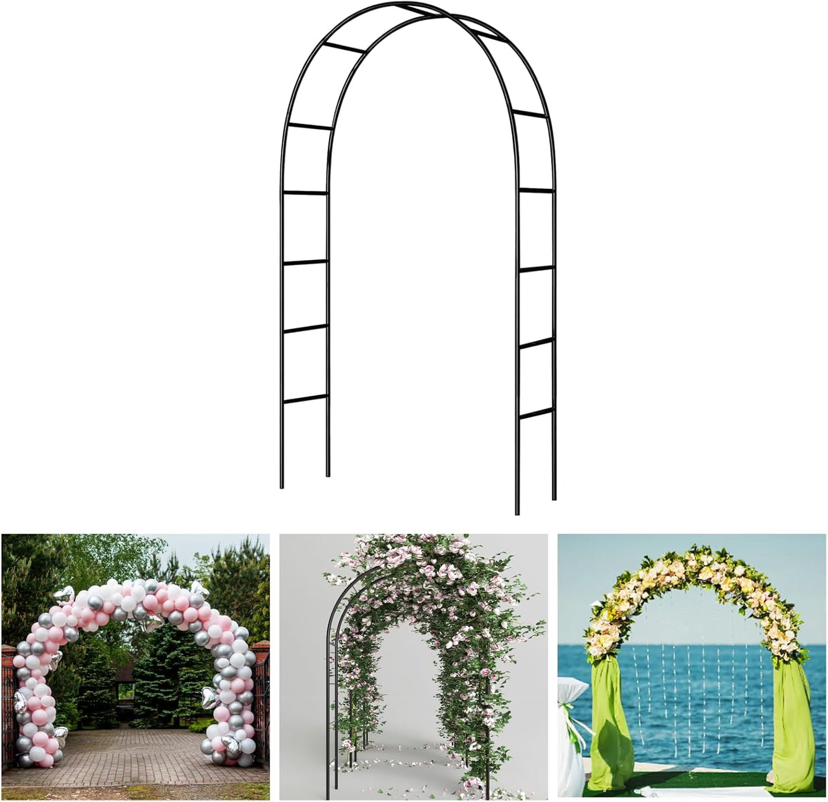 7.9 Ft H x 4.6 Ft W Metal Pergola Arbor,Assemble Freely 2 Sizes,for Various Climbing Plant Wedding