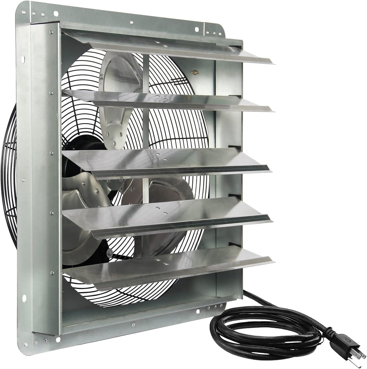 JVO 20 Inch Shutter Exhaust Fan 3500 CFM High Velocity 5.4 Ft Power Cord, Automatic Shutters, Steel