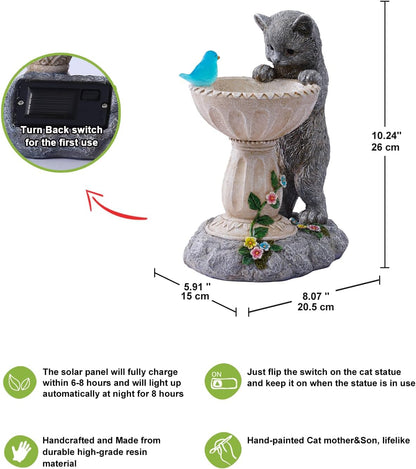 Nacome Cat Birdbath Garden Decor: Outdoor Statues Ornaments for Outside Decorations Yard Art Lawn