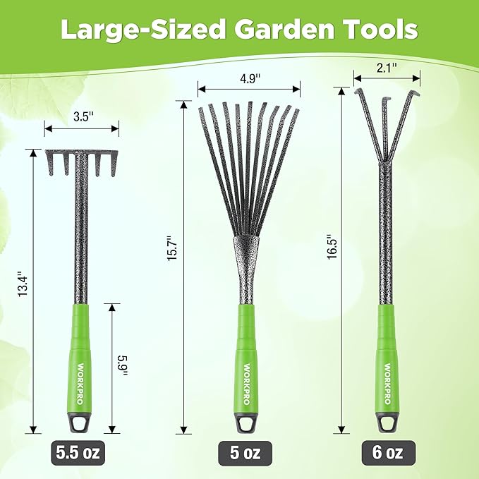 WORKPRO 6-Piece Garden Tool Set, Heavy Duty Gardening Hand Tools with Soft Rubber Handle, Including