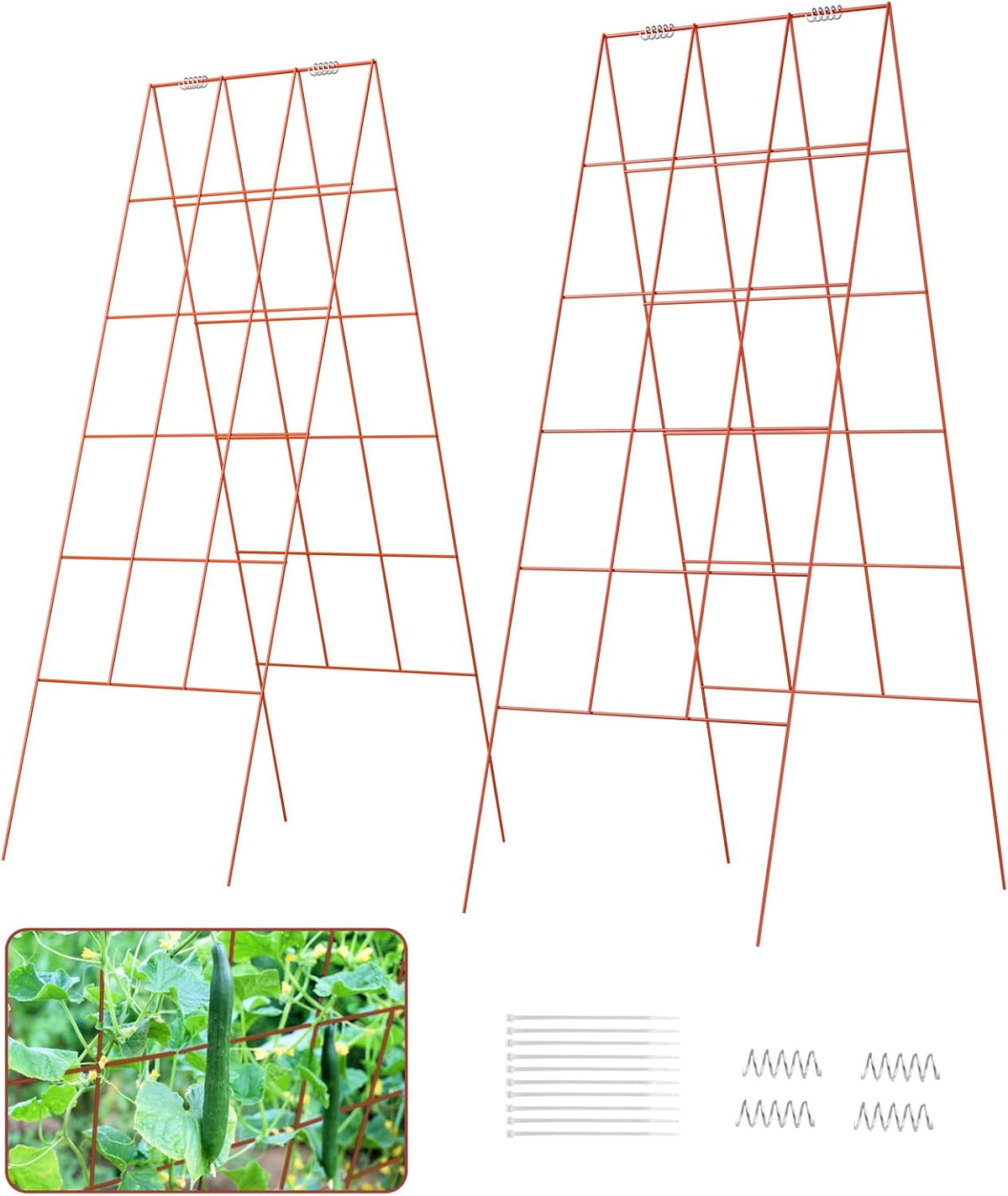 DOEWORKS Cucumber Trellis, 48" High Foldable A Frame Garden Trellis, 2 Pack, Plant Support for