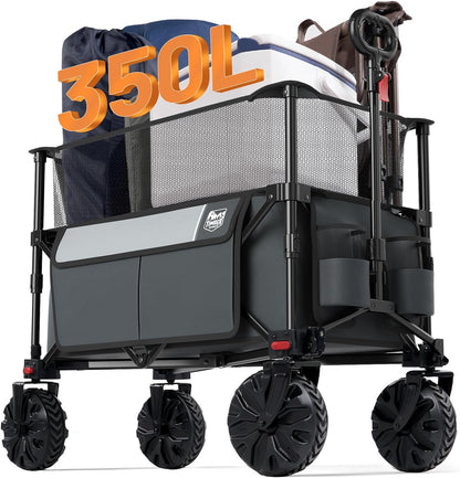 TIMBER RIDGE Foldable Wagon 350L Extendable Height, Large Capasity Collapsible Wagon Cart with All