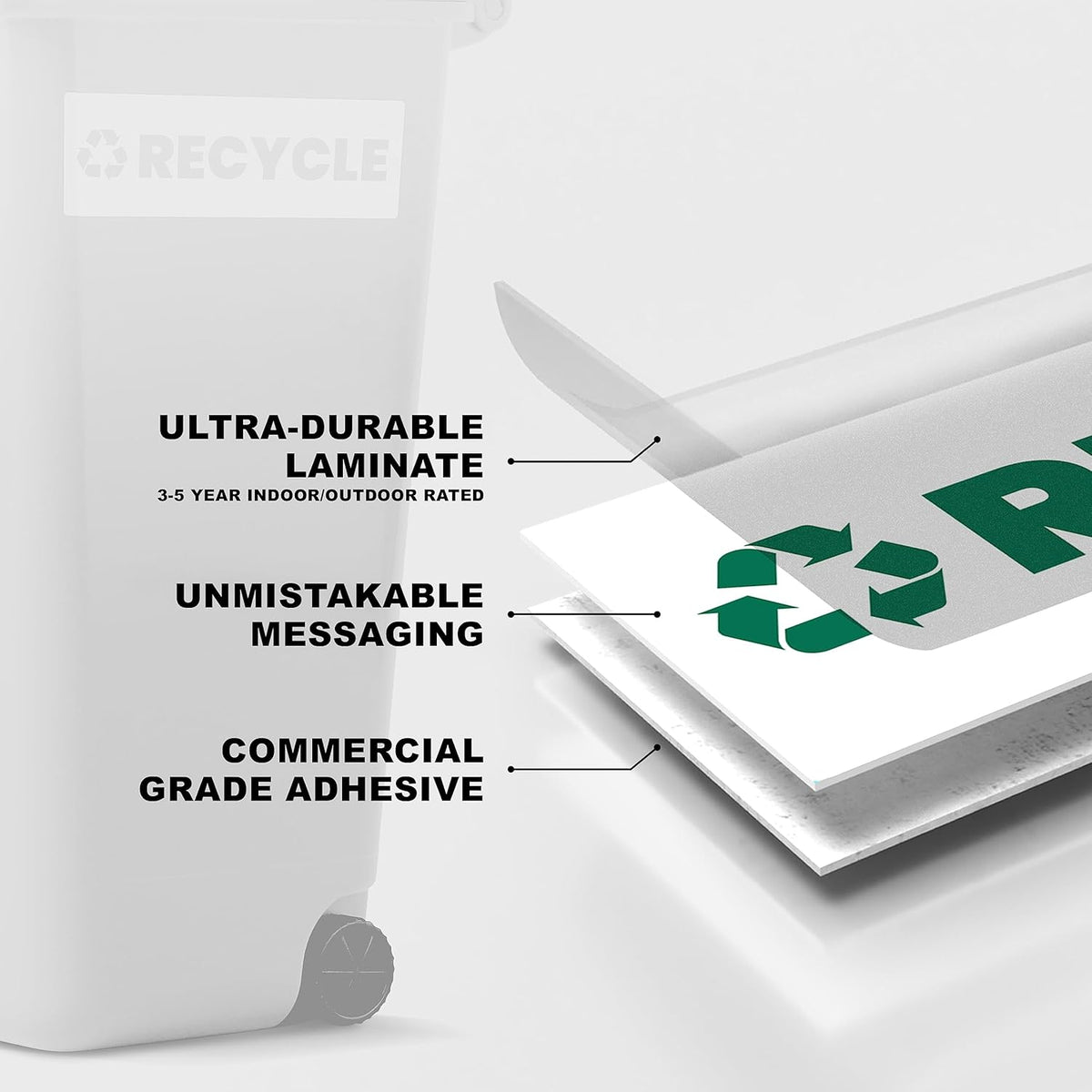 Recycle Sticker for Trash Bins – Heavy Duty, Recycle Only Sticker - 3-5 Year Indoor/Outdoor Rated