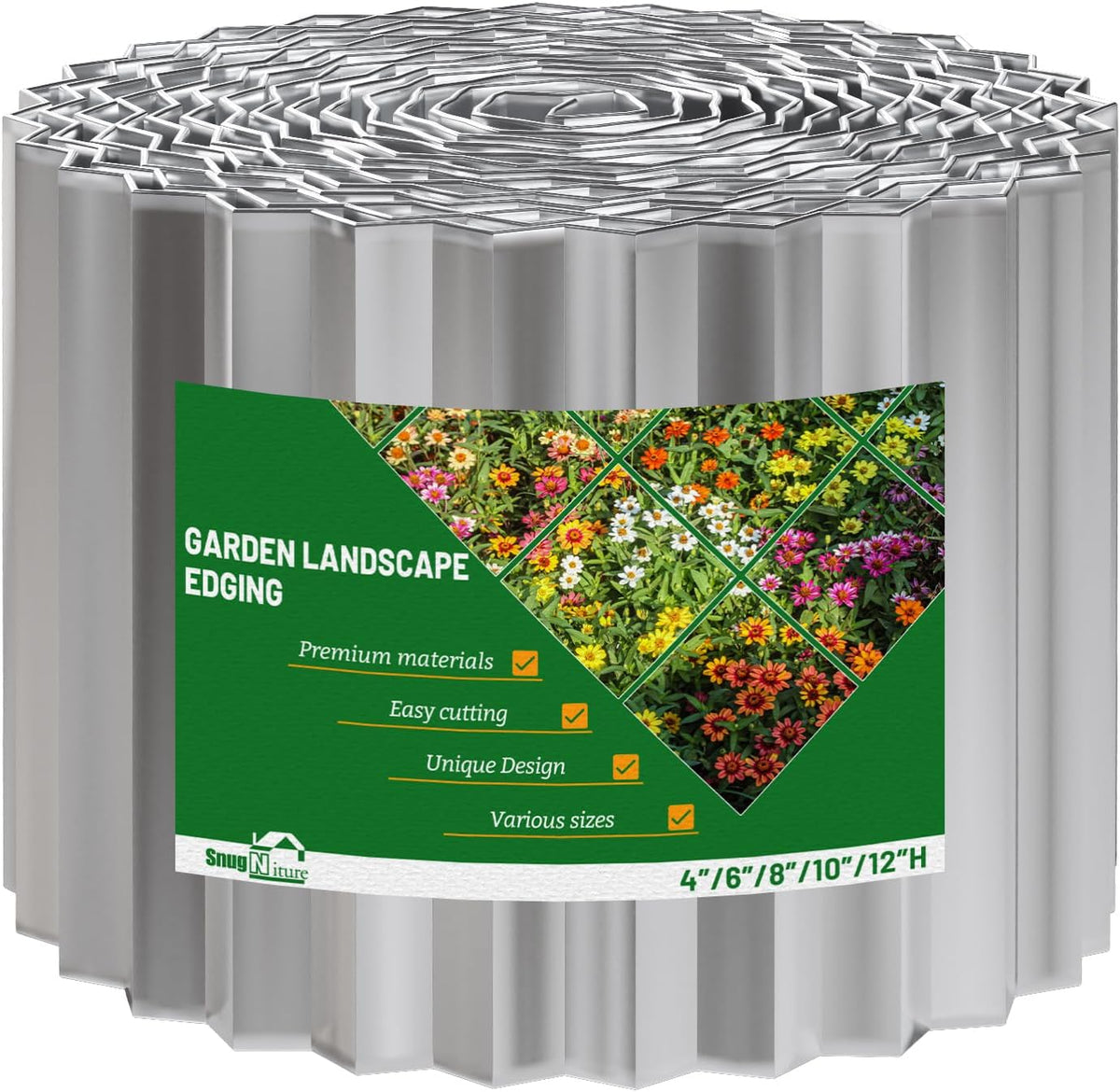 SnugNiture Corrugated Metal Garden Edging,6" x 50' Sturdy Lawn Edging Border,Landscape Edging