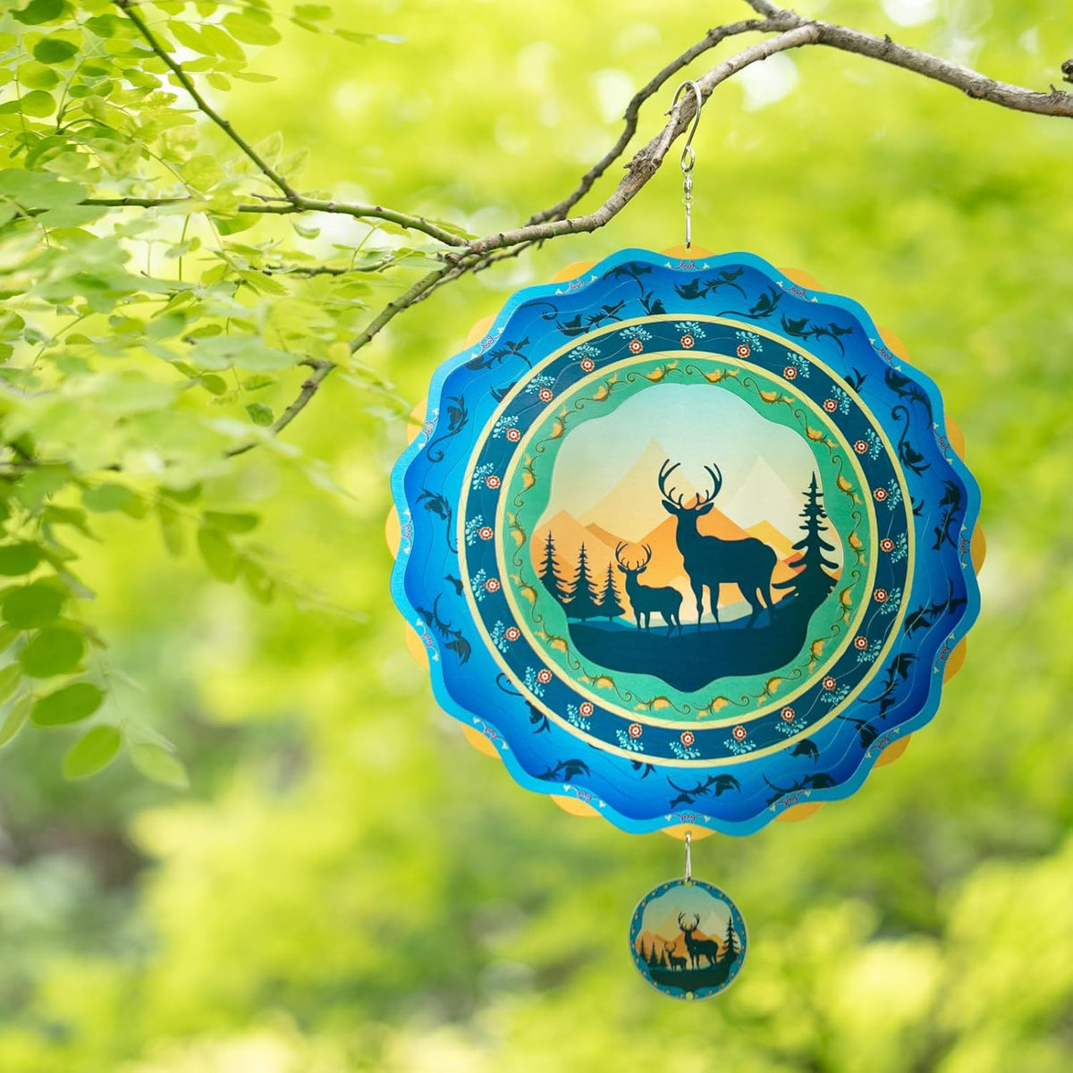 Light Catcher Elks Wind Spinner for Outdoor, 12 inch Hanging Wind Spinners Garden Yard Patio Window