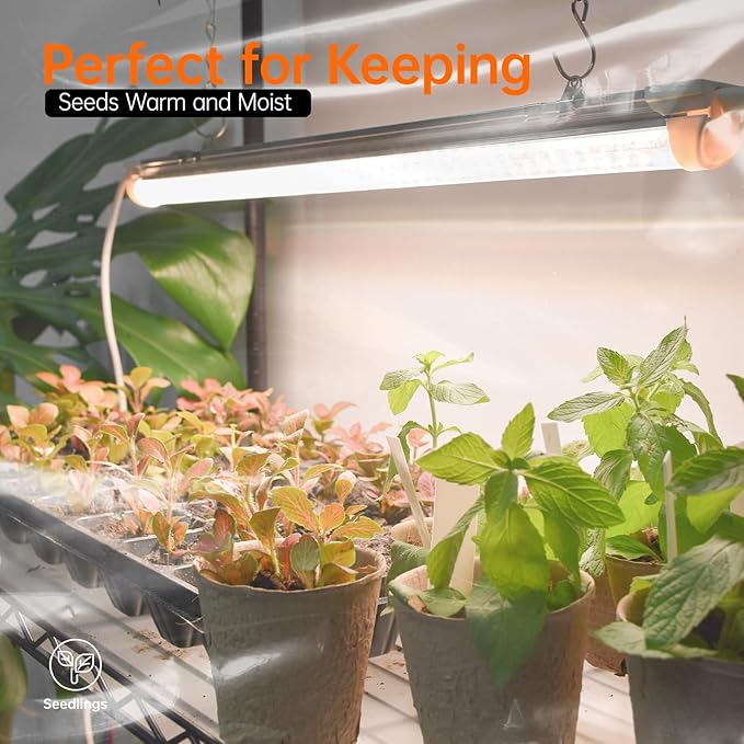 Bstrip Indoor Greenhouse with Grow Light, Large Plant Shelf with 8 Pack T8 Full Spectrum Plant