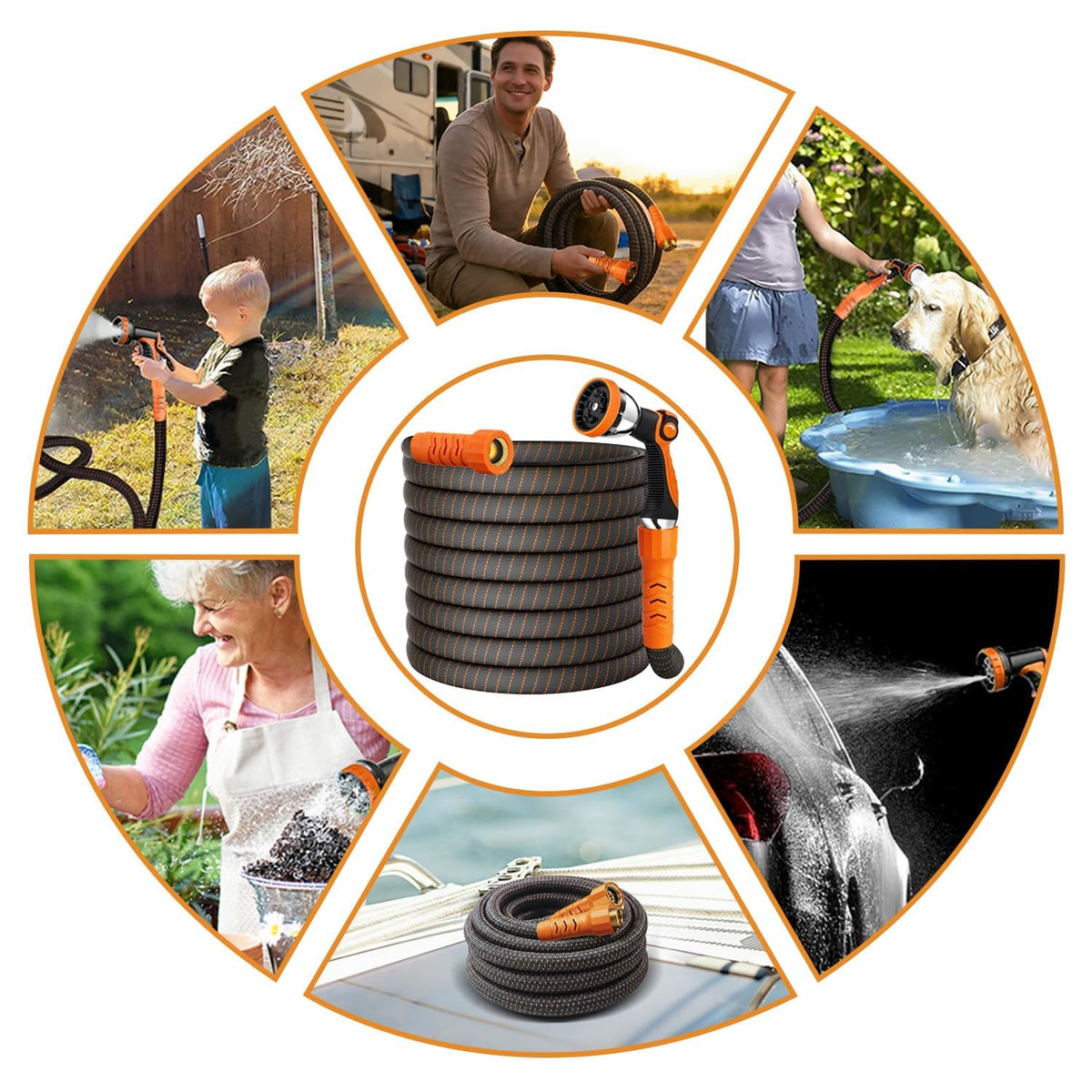 50Ft Ultra Lightweight Garden Hose, Flexible Water Hose, 10 Function Nozzle,Leak-Proof,Swivel