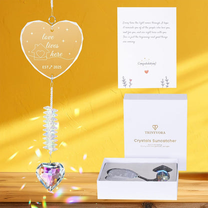 Housewarming Gift – Crystal Suncatcher New Home Ornament 2025 – First Home Gift for Couple, Window