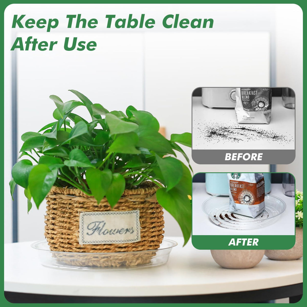 60 Pack 8 Inch Plant Saucer Clear Plant Saucers for Outdoors Plants Drip Trays, Large Pot Saucer No