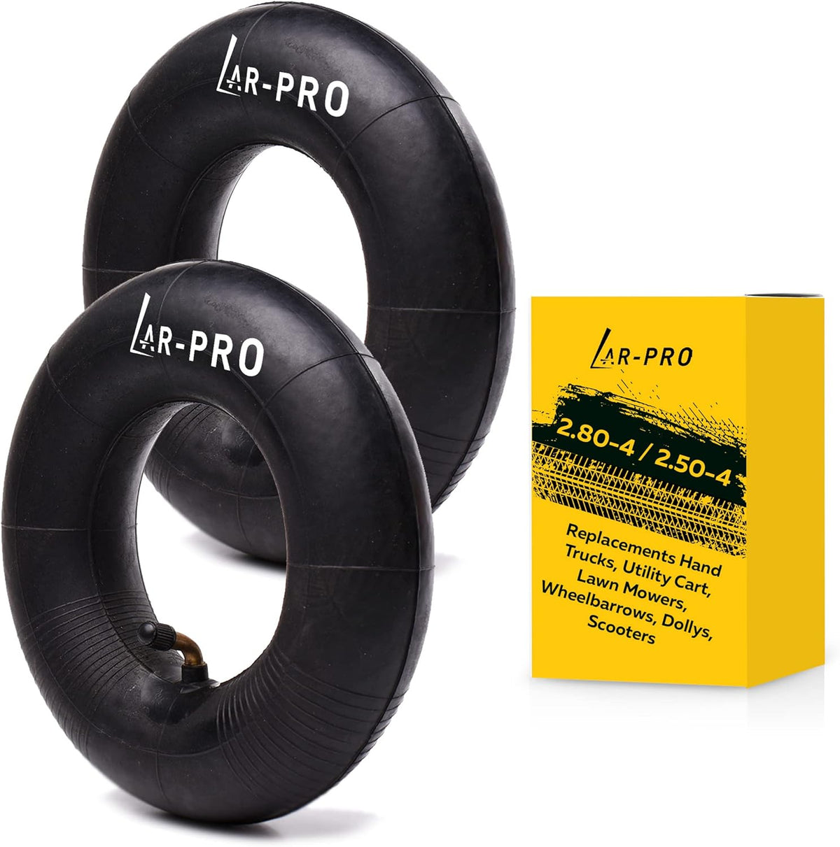 AR-PRO (2 PACK) 2.80/2.50-4 Inner Tube for Hand Trucks, Utility Cart, Lawn Mowers, Wheelbarrows