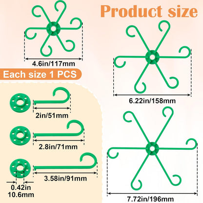 3PCS Plant Stem Support, 3 Sizes Climbing Houseplant Stem Holders, Plastic Reusable Flower Trellis