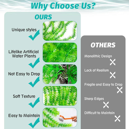 Hamiledyi Aquarium Plastic Plants Aquarium Decor Artificial Fish Tank Plants,Tall Fish Tank