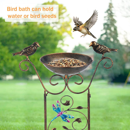 LEWIS&WAYNE Garden Trellis Bird Bath Outdoor, 40 Inch Antique Iron Garden Plant Trellis Decorative