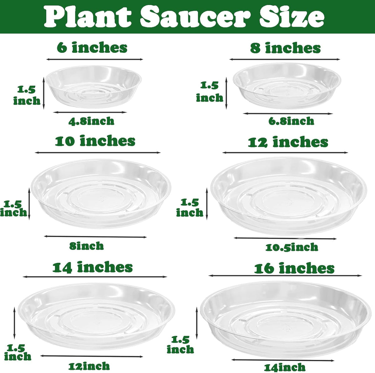 20 Packs 8 Inches Clear Plant Saucers for Indoor Outdoor Use Heavy Duty Plastic Plant Trays for