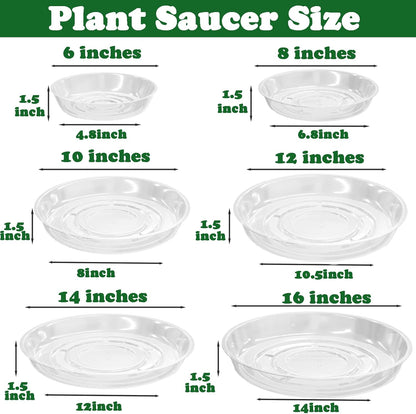 20 Packs 8 Inches Clear Plant Saucers for Indoor Outdoor Use Heavy Duty Plastic Plant Trays for