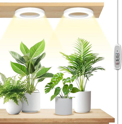 LORDEM 6.3” Ceiling Grow Light for Indoor Plants, 144 LEDs Full Spectrum Halo Grow Lamp, Under