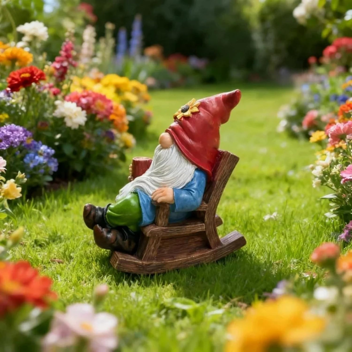 Drinking Coffee Faceless Garden Gnome Statue Decoration - 7.2"Figurine Ornament for Indoor Outdoor