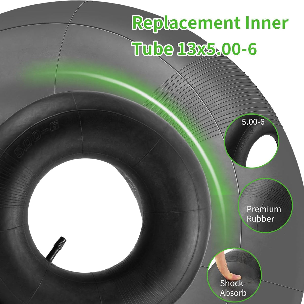 13x5.00-6" Inner Tubes, 2 Pack Heavy Duty 5.00-6/4.00-6 Replacement Tire Inner Tube with Straight