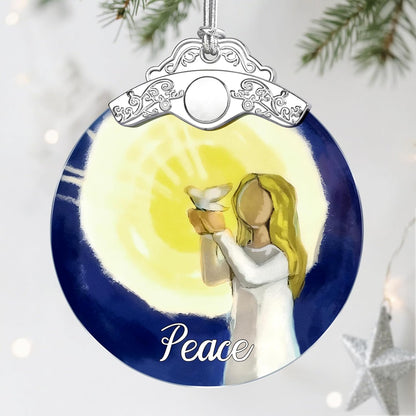 Stained Glass Ornament, Peace Angel Christmas Ornaments, Christmas Decorations for Tree, Holiday