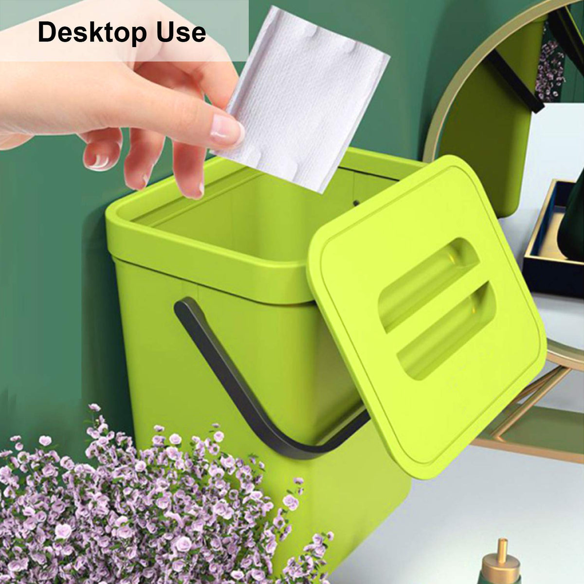 LALASTAR Food Waste Basket Bin for Kitchen, Small Countertop Compost Bin with Lid, Odor-Free Food