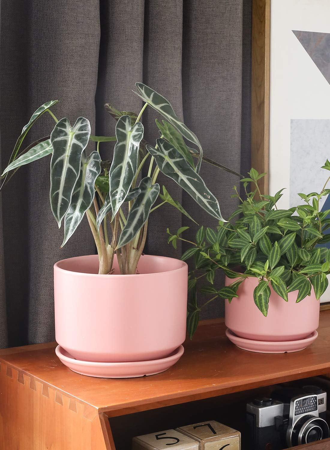 LE TAUCI Ceramic Plant Pots, 4.3+5.3+6.8 inch, Set of 3, Planters with Drainage Hole and Saucer