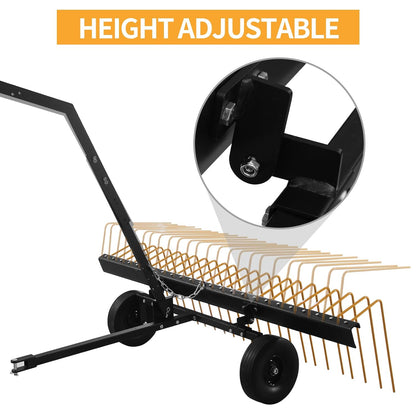 60 Inch ATV Tow Behind Durable Corrosion Resistant Steel Pine Straw Rake
