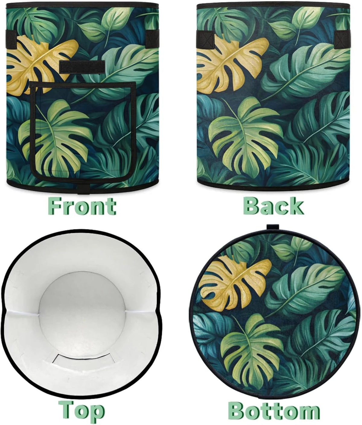 Green Leaves Plant Grow Bags 7 Gallon Thickened Nonwoven Plant Pot Flowers Vegetable Potato Fruit