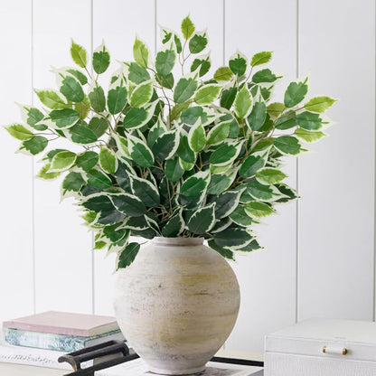 24PCS Ficus Leaves Artificial Branches - 24" Faux Ficus Greenery Tree Branches - Fake Leaves Sprays
